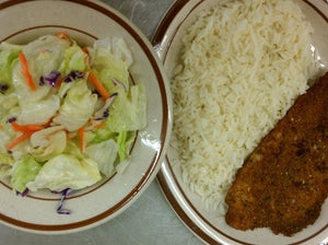 Fry Fish, Rice, Salad