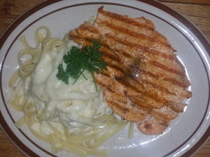 Salmon, Fettuccine Alfredo