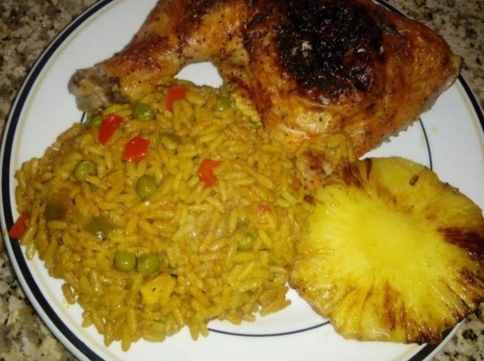 Chicken Peri Peri, Portuguese Rice, Pineapple