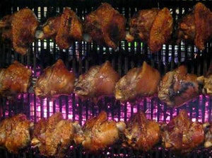 Rotisserie Pork Knuckle - Schweinshaxe - Stelze. Flame Show Cooking Catering or Drop Off Catering