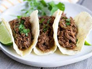 Beef Tacos, Rice, Beans